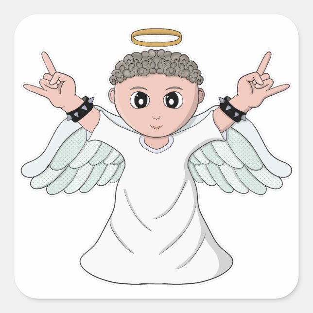 Heavy Music Loving Angel Square Sticker (Front)