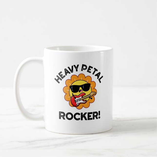 Heavy Petal Rocker Funny Flower Pun  Coffee Mug (Left)