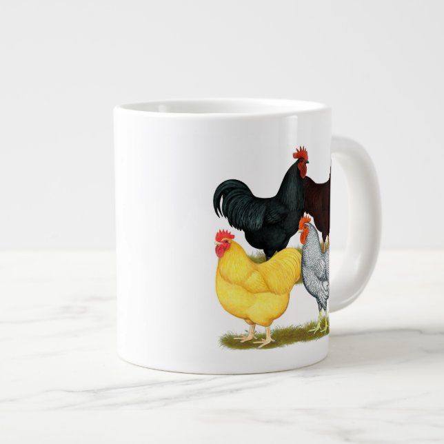 Heavy Rooster Chicken Quartet Large Coffee Mug (Front Right)