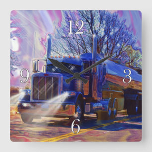 Heavy Transport Blue Tanker Truck Wall Clock