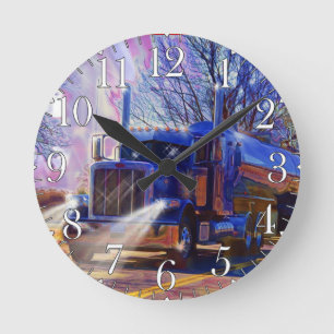 Heavy Transport Blue Tanker Truck Wall Clock