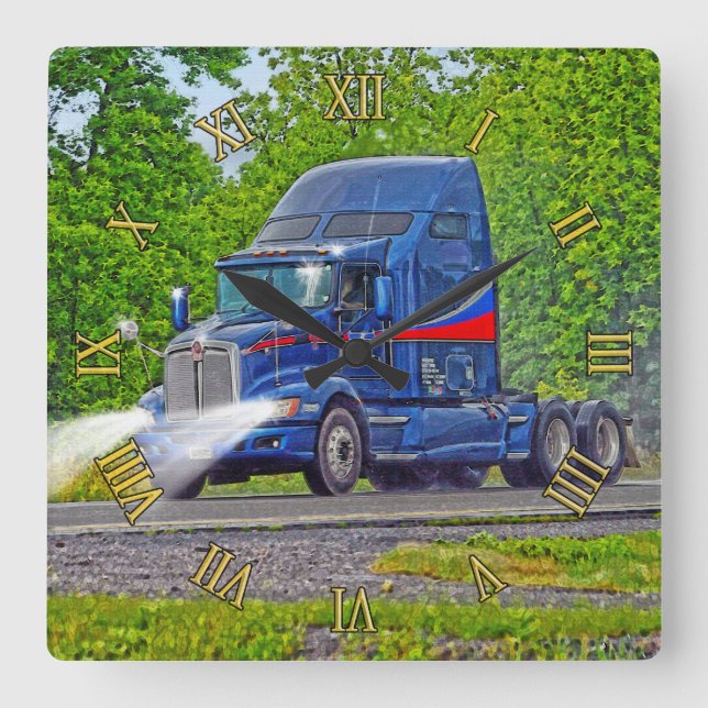 Heavy Transport Blue Truck Mur Horloge (Recto)