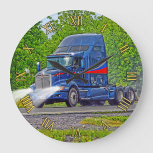 Heavy Transport Blue Truck Wall Clock