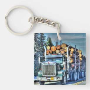 Heavy Transport Logging Truck Art for Lorry Driver Keychain