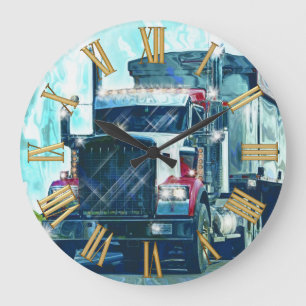 Heavy Transport Red Truck Art Wall Clock