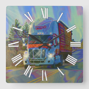 Heavy Transport Red Truck Wall Clock