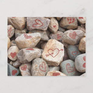 Heavy Valentine Hearts, Hand Drawn Art Print Postcard
