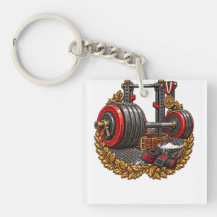 Heavy Weightlifting Barbell-Strength Training Gym Keychain