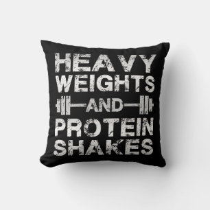 Heavy Weights and Protein Shakes - Gym Workout Throw Pillow