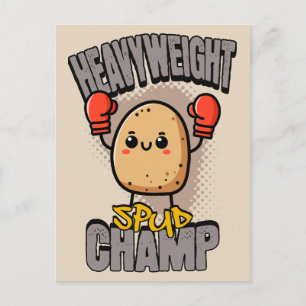 Heavyweight Spud Champ Boxing Potato  Postcard