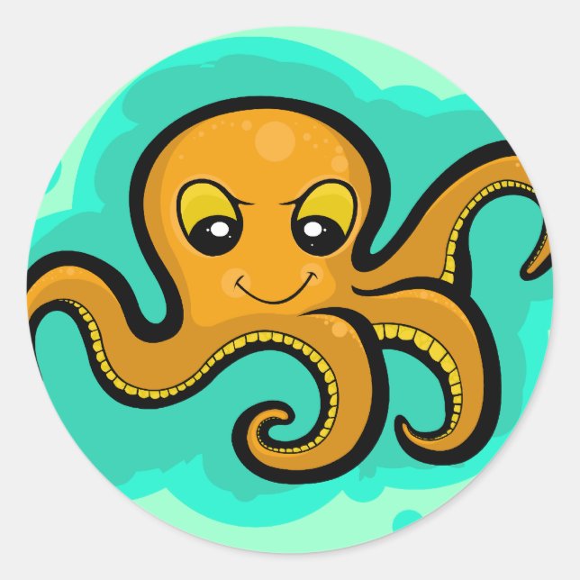 Heba the Octopus Character Classic Round Sticker (Front)