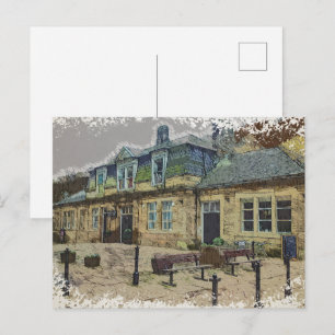 Hebden Bridge Railway Station Art Postcard