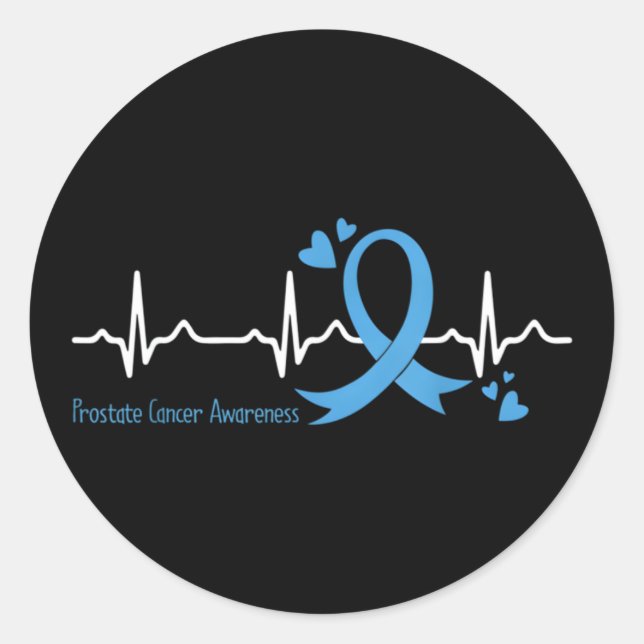 Hebeat Light Blue Ribbon Prostate Cancer Awareness Classic Round Sticker (Front)