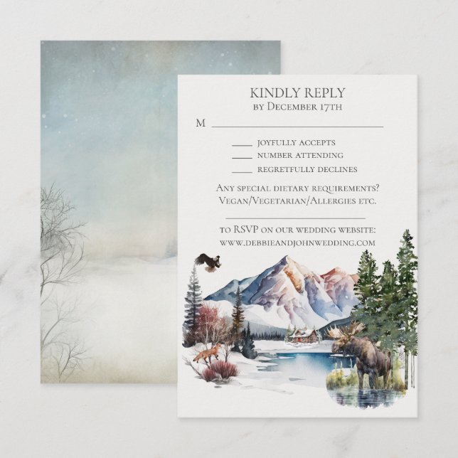 Hébergement d'hiver dans les montagnes Invitation  (Devant / Derrière)