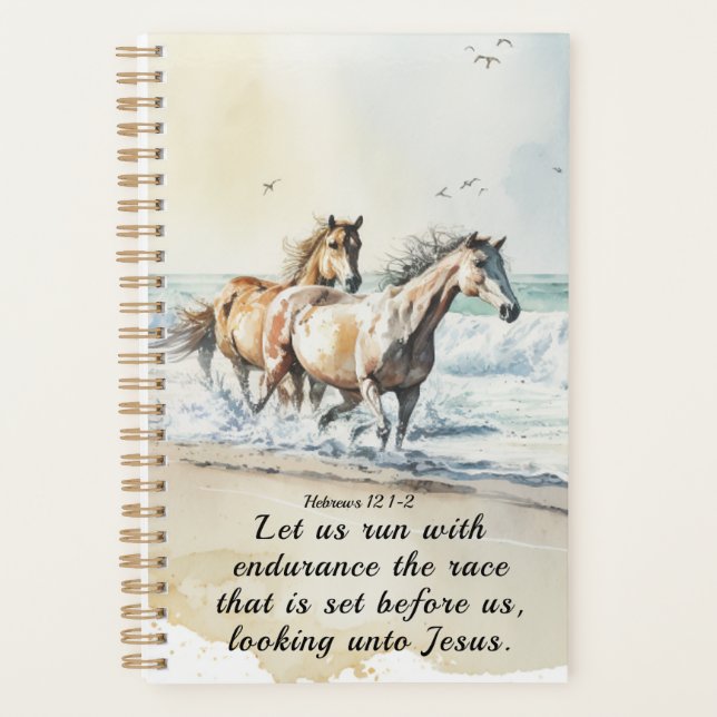 Hébreux 12 1-2 Courir avec Endurance Bible Cheval (Devant)