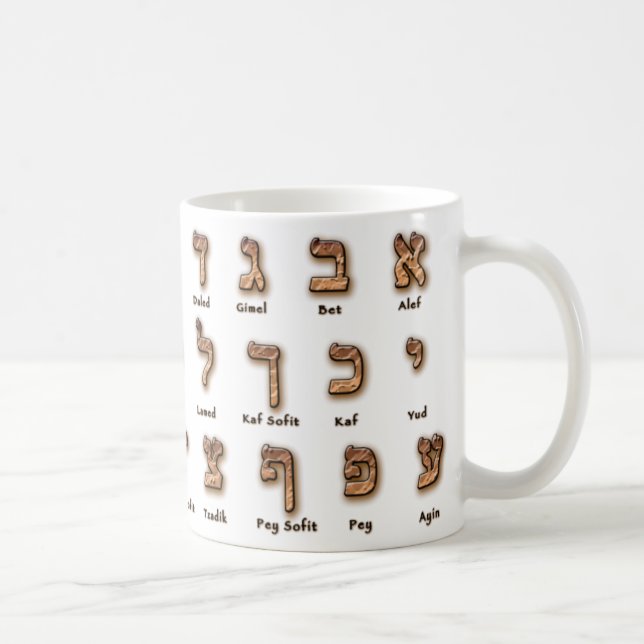 Hebrew Alef Bet Mug (Right)