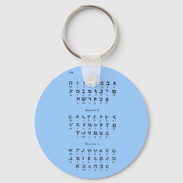 Hebrew Alphabet Keychain (Front)