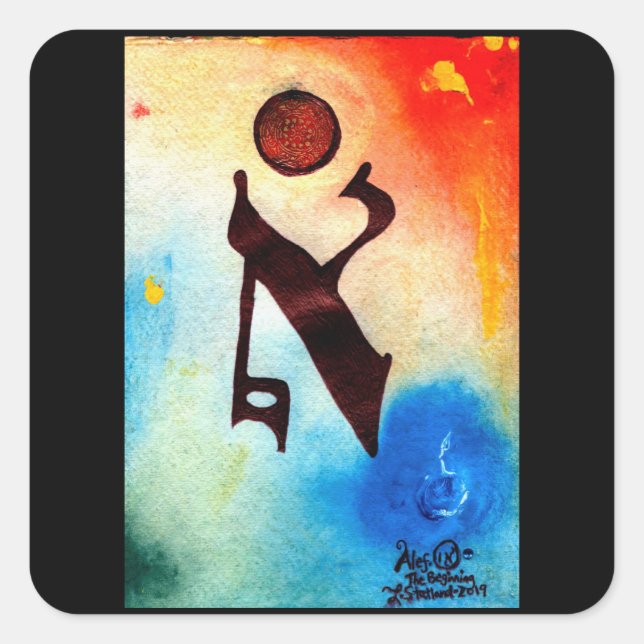 Hebrew Alphabet Letters- Aleph Square Sticker (Front)