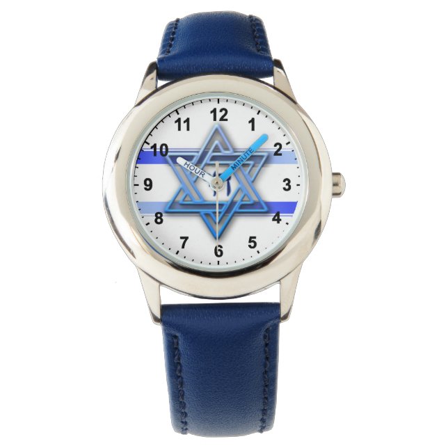 Hebrew Chai Jewish Star Of David Watch (Front)