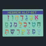 Hebrew/English Alef/Aleph Bet & Alphabet Placemat Laminated Place Mat<br><div class="desc">This awesome double-sided placemat has the Hebrew alef-bet on one side with the names of the letters written out phonetically in English and the English alphabet on the reverse. A perfect gift for your budding bilingual child!</div>