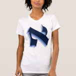 Hebrew Letter Alef in Blue T-Shirt<br><div class="desc">Simple in its beauty - Hebrew letter alef resembling the style of the traditional scribes (soferim) writing the Torah (Scriptures or Hebrew Bible). In Jewish mysticism,  it is quite often seen as the symbol of G-d's Oneness.</div>