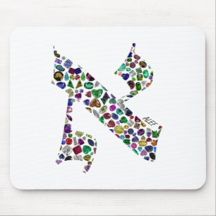 Hebrew Letter ALEF made with Gemstones Mouse Pad