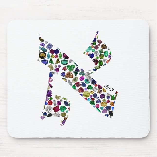 Hebrew Letter ALEF made with Gemstones Mouse Pad (Front)