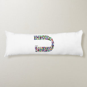 Hebrew Letter 'CHAF' made with Gems in All Colours Body Pillow