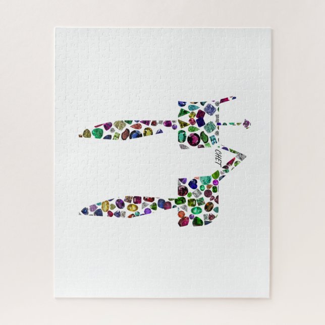 Hebrew Letter 'CHET' made with Diamonds and Gems Jigsaw Puzzle (Vertical)