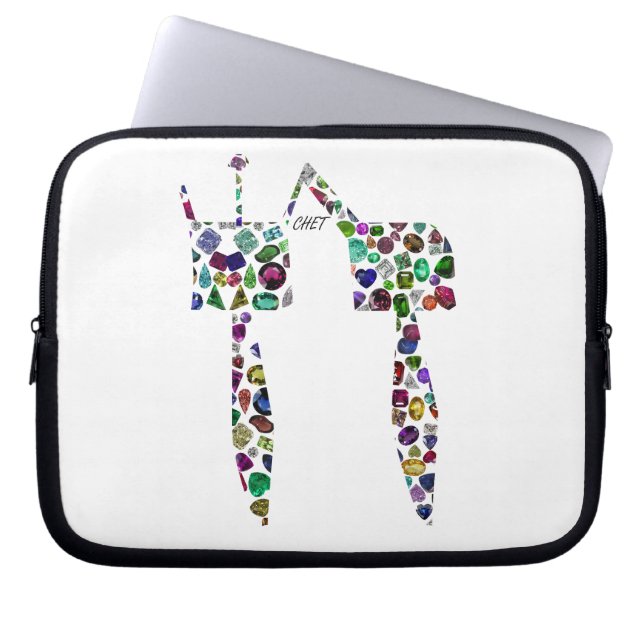 Hebrew Letter 'CHET' made with Diamonds and Gems Laptop Sleeve (Front)