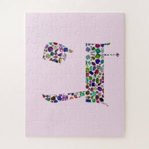Hebrew Letter HEY made with Gemstones Jigsaw Puzzle