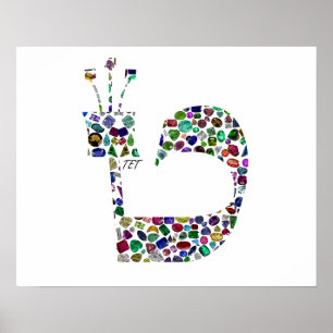 Hebrew Letter 'TET' made with Diamonds Poster