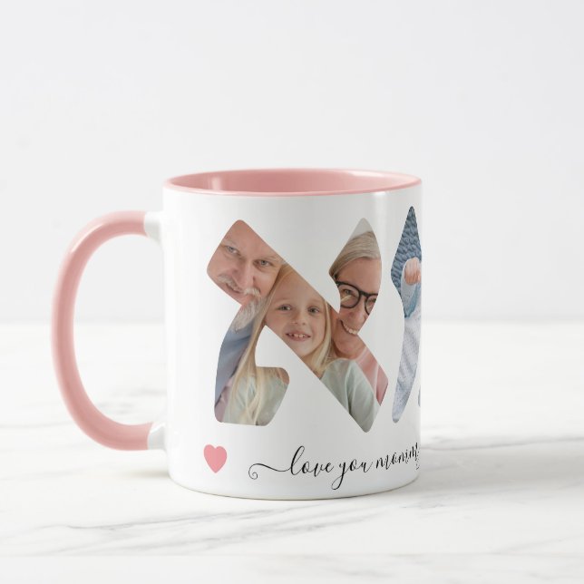 Hebrew Mommy Photo Collage Script Mug (Left)
