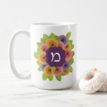 Hebrew Monogram Floral  Coffee Mug<br><div class="desc">Our Personalized Monogram Floral Mug is decorated with pretty modern paper blossoms. Stylish and pretty. A whole bunch of colourful blossoms that will stay fresh all year through! Personalize this Mug with name & initial and make someone special smile. Perfect as a Bat Mitzvah or Chanukah gift. NOTE: To type...</div>