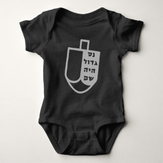 Hebrew Nes Gadol Haya Sham Dreidel Hanukkah Baby Bodysuit