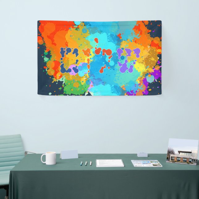 Hebrew "Shalom" with Paint Splashes Background  Banner (Tradeshow)