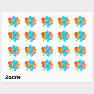 Hebrew "Shalom" with Paint Splashes Background   Classic Round Sticker