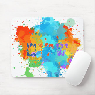 Hebrew "Shalom" with Paint Splashes Background Mouse Pad