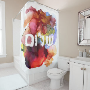 Hebrew "Shalom" with Watercolor Background