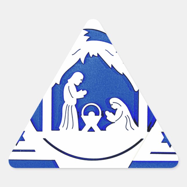 HEBREW STAR WITH NATIVITY CHRISTMAS TRIANGLE STICKER (Front)