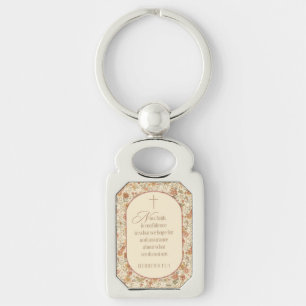 Hebrews 11:1 Faith Scripture Vintage Floral Keychain