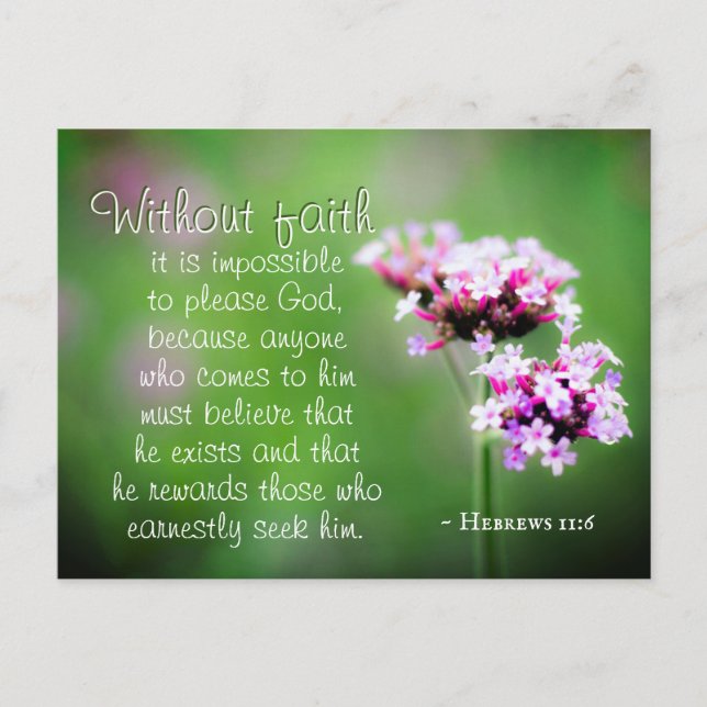 Hebrews 11:6 He rewards those who seek Him, Bible Postcard (Front)
