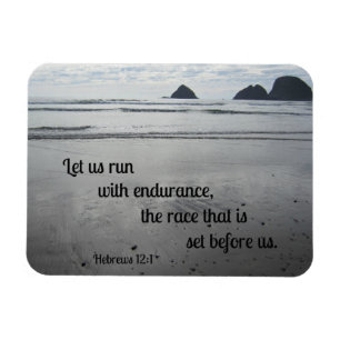 Hebrews 12:1 Let us run with endurance... Magnet