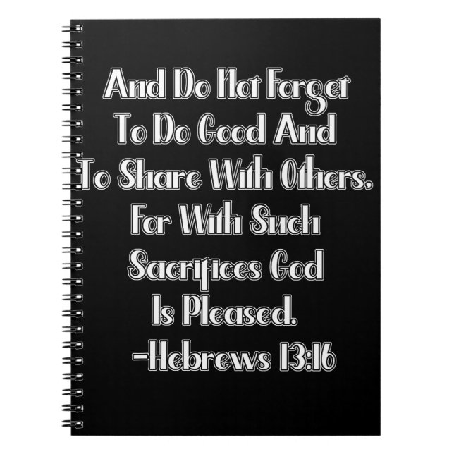 Hebrews 13:16 Bible Verse Notebook (Front)