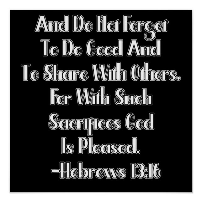 Hebrews 13:16 Bible Verse Poster (Front)