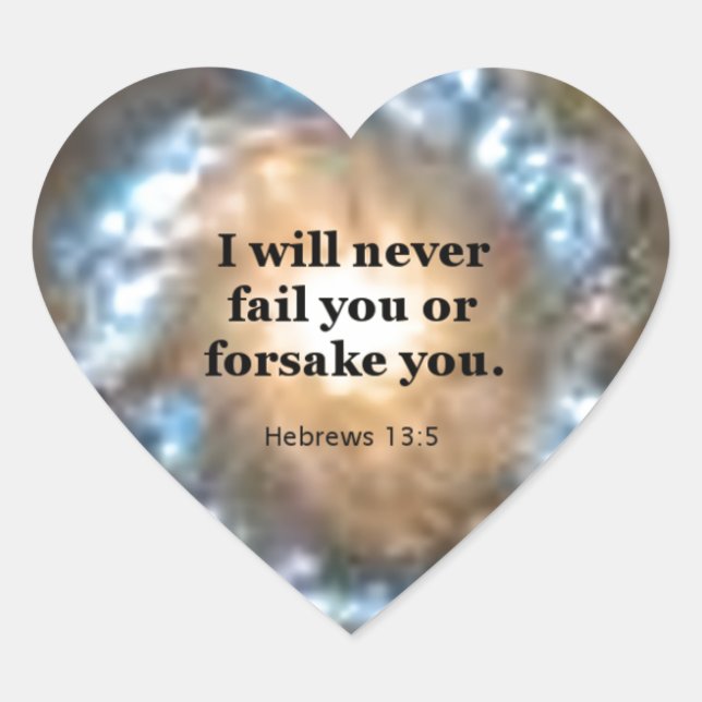Hebrews 13:5 heart sticker (Front)