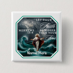 Hebrews 13:6 Faith Over Fear Affirmation Custom 2 Inch Square Button