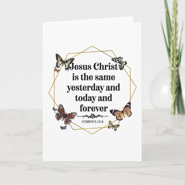 Hebrews 13 8 Christian Bible Verse Quote Card (Front)