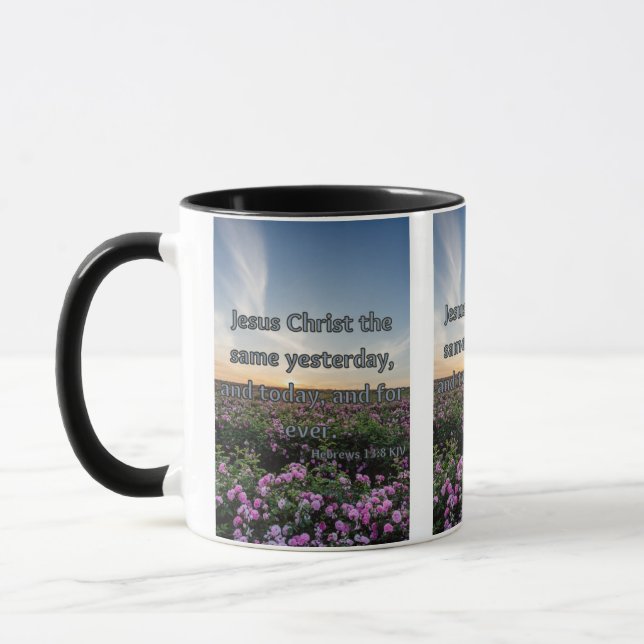 Hebrews 13:8 KJV Bible Scripture Pic Two-Tone Mug (Left)
