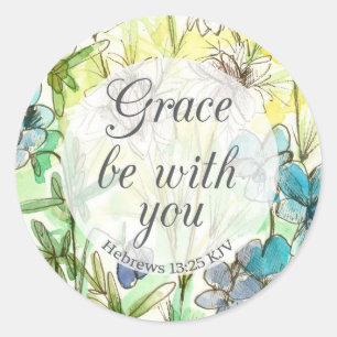 Hebrews 13 Flowers Scripture Grace Be With You Classic Round Sticker